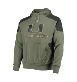 Men's Olive Miami Hurricanes Military-Inspired Appreciation Salute To Service Aeroready Pullover Hoodie $39.77 Sweatshirt