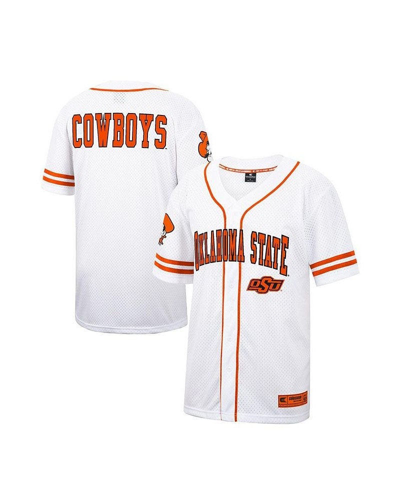 Men's White and Orange Oklahoma State Cowboys Free Spirited Baseball Jersey $33.75 Jersey