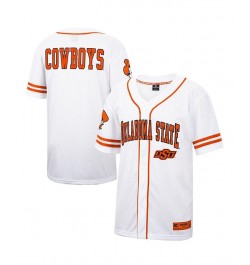 Men's White and Orange Oklahoma State Cowboys Free Spirited Baseball Jersey $33.75 Jersey