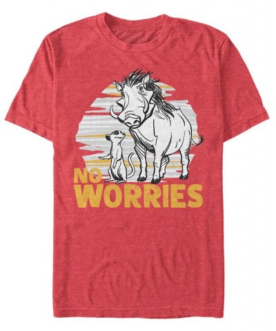 Disney Men's The Lion King Live Action Timon Pumbaa No Worries Short Sleeve T-Shirt Red $18.89 T-Shirts