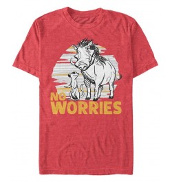 Disney Men's The Lion King Live Action Timon Pumbaa No Worries Short Sleeve T-Shirt Red $18.89 T-Shirts