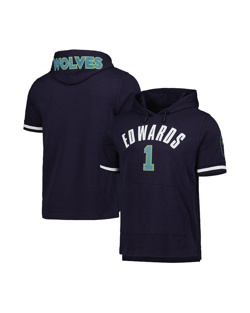 Men's Anthony Edwards Navy Minnesota Timberwolves Name and Number Short Sleeve Pullover Hoodie $41.80 Sweatshirt