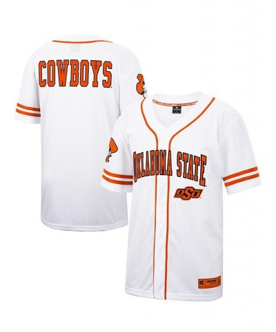 Men's White and Orange Oklahoma State Cowboys Free Spirited Baseball Jersey $33.75 Jersey