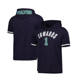 Men's Anthony Edwards Navy Minnesota Timberwolves Name and Number Short Sleeve Pullover Hoodie $41.80 Sweatshirt