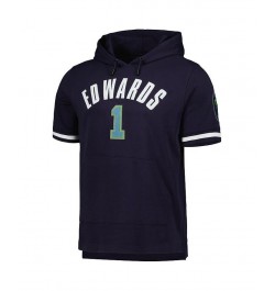 Men's Anthony Edwards Navy Minnesota Timberwolves Name and Number Short Sleeve Pullover Hoodie $41.80 Sweatshirt