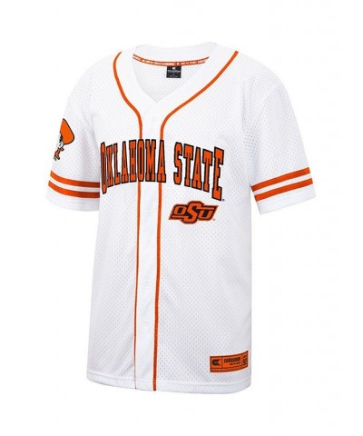 Men's White and Orange Oklahoma State Cowboys Free Spirited Baseball Jersey $33.75 Jersey