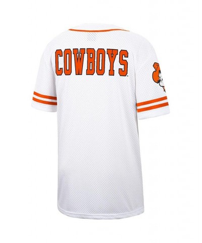 Men's White and Orange Oklahoma State Cowboys Free Spirited Baseball Jersey $33.75 Jersey