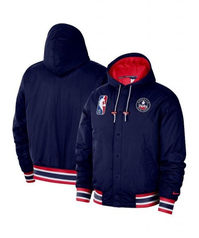 Men's Navy Brooklyn Nets 2021/22 City Edition Courtside Hooded Full-Zip Bomber Jacket $59.80 Jackets