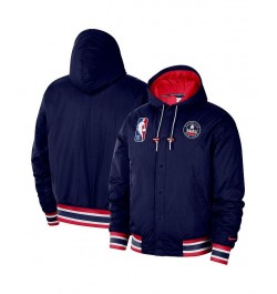 Men's Navy Brooklyn Nets 2021/22 City Edition Courtside Hooded Full-Zip Bomber Jacket $59.80 Jackets