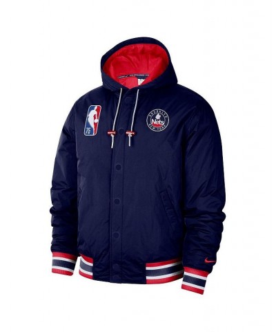 Men's Navy Brooklyn Nets 2021/22 City Edition Courtside Hooded Full-Zip Bomber Jacket $59.80 Jackets