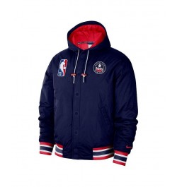 Men's Navy Brooklyn Nets 2021/22 City Edition Courtside Hooded Full-Zip Bomber Jacket $59.80 Jackets