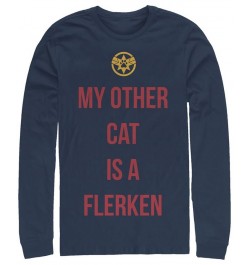 Marvel Men's Captain Marvel My Cat is a Flerken, Long Sleeve T-shirt Blue $21.19 T-Shirts