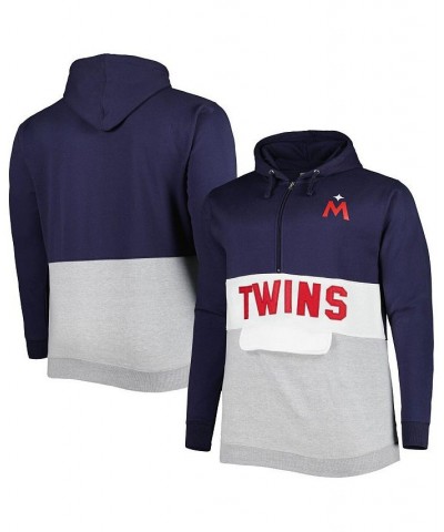 Men's Navy and White Minnesota Twins Big and Tall Fleece Half-Zip Hoodie $38.40 Sweatshirt