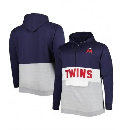 Men's Navy and White Minnesota Twins Big and Tall Fleece Half-Zip Hoodie $38.40 Sweatshirt