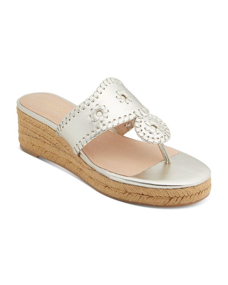 Women's Jacks Mid Wedge Sandals Platinum $71.10 Shoes