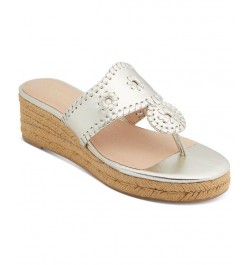 Women's Jacks Mid Wedge Sandals Platinum $71.10 Shoes