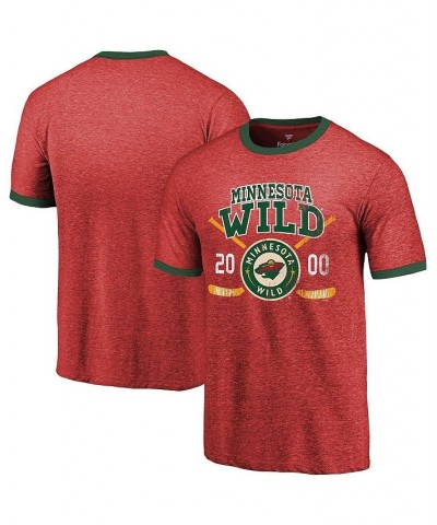 Men's Threads Red Minnesota Wild Buzzer Beater Tri-Blend Ringer T-shirt $23.39 T-Shirts