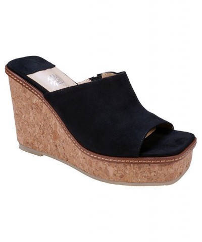 Women's Estela Wedge Sandals Black $41.59 Shoes