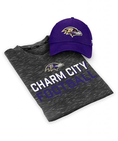 Men's Purple, Heather Black Baltimore Ravens Team T-shirt and Adjustable Hat Combo Set $23.59 T-Shirts