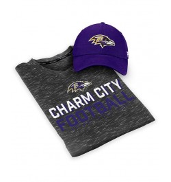 Men's Purple, Heather Black Baltimore Ravens Team T-shirt and Adjustable Hat Combo Set $23.59 T-Shirts