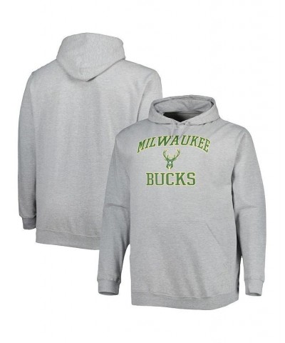 Men's Heathered Gray Milwaukee Bucks Big and Tall Heart and Soul Pullover Hoodie $33.60 Sweatshirt