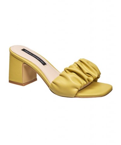 Women's Block Heel Slide Sandals Yellow $51.94 Shoes