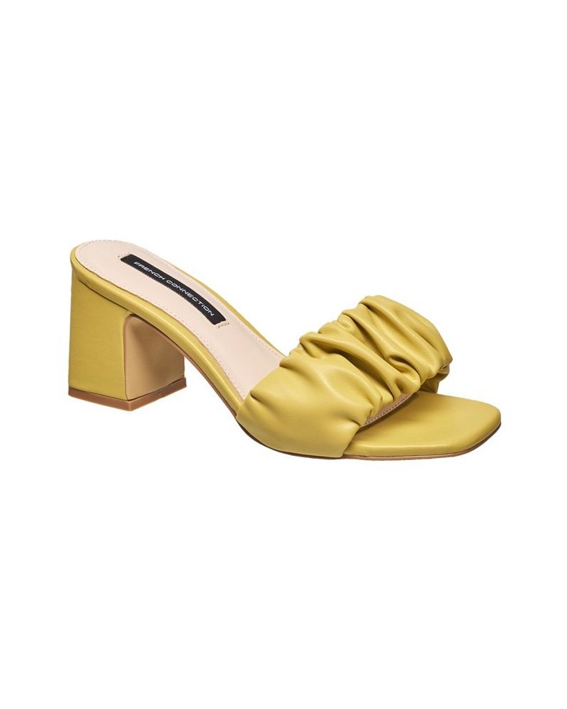 Women's Block Heel Slide Sandals Yellow $51.94 Shoes