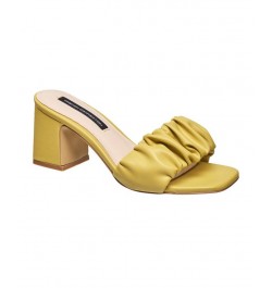 Women's Block Heel Slide Sandals Yellow $51.94 Shoes