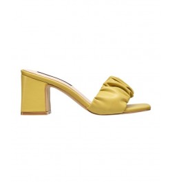 Women's Block Heel Slide Sandals Yellow $51.94 Shoes