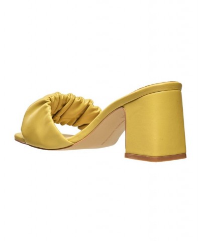 Women's Block Heel Slide Sandals Yellow $51.94 Shoes