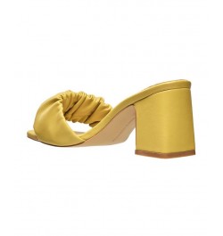 Women's Block Heel Slide Sandals Yellow $51.94 Shoes