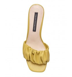 Women's Block Heel Slide Sandals Yellow $51.94 Shoes