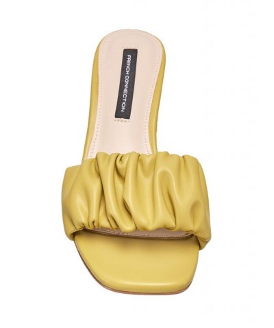 Women's Block Heel Slide Sandals Yellow $51.94 Shoes