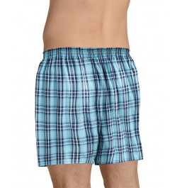 Men's 3-Pk. Woven Boxers Silver Line Stripe/tropical Teal Window/fun Teal Plaid $12.47 Underwear