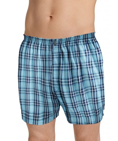 Men's 3-Pk. Woven Boxers Silver Line Stripe/tropical Teal Window/fun Teal Plaid $12.47 Underwear