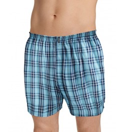 Men's 3-Pk. Woven Boxers Silver Line Stripe/tropical Teal Window/fun Teal Plaid $12.47 Underwear