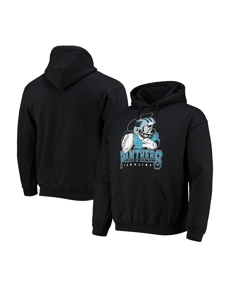 Men's Black Carolina Panthers Disney Mickey Quarterback Pullover Hoodie $40.49 Sweatshirt