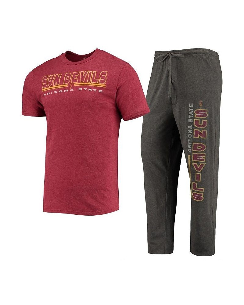 Men's Heathered Charcoal and Maroon Arizona State Sun Devils Meter T-shirt and Pants Sleep Set $29.69 Pajama