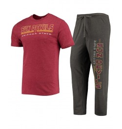 Men's Heathered Charcoal and Maroon Arizona State Sun Devils Meter T-shirt and Pants Sleep Set $29.69 Pajama