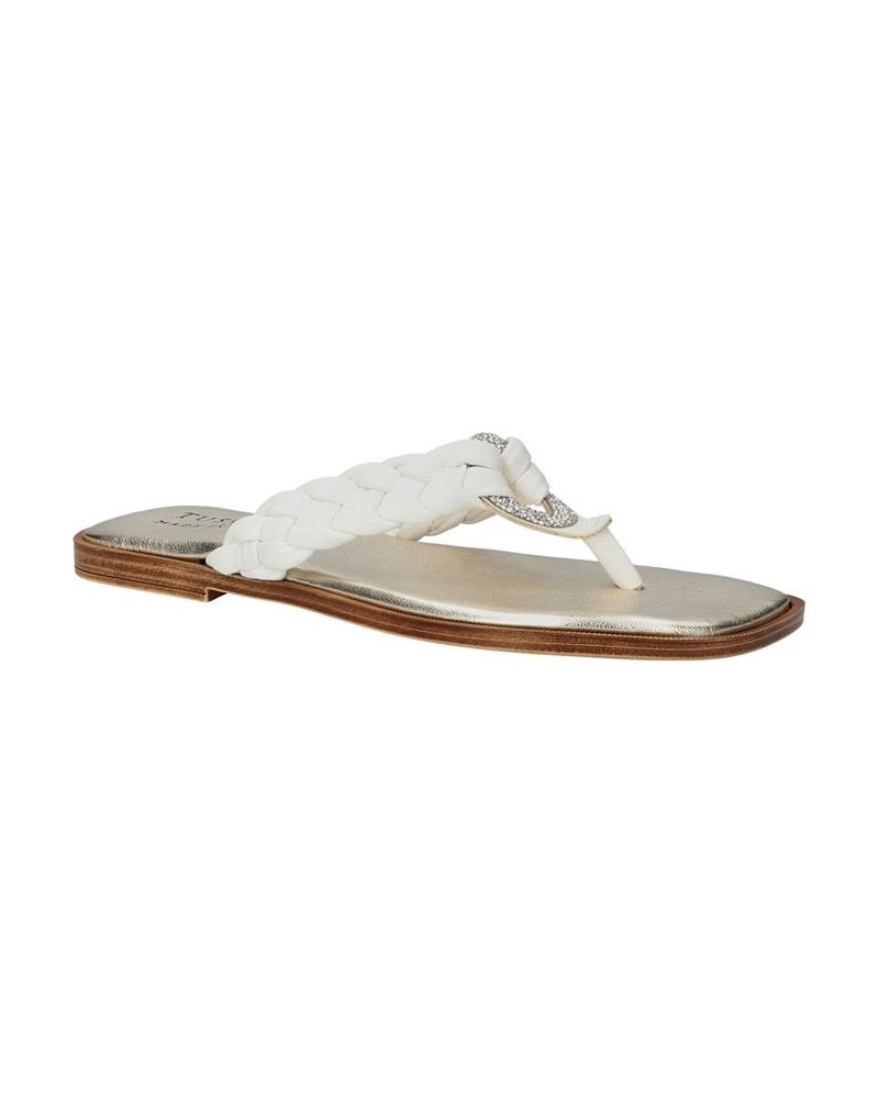 Women's Tuscany Coletta Square Toe Thong Sandals White $39.75 Shoes