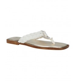 Women's Tuscany Coletta Square Toe Thong Sandals White $39.75 Shoes