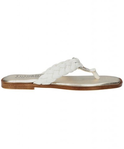 Women's Tuscany Coletta Square Toe Thong Sandals White $39.75 Shoes