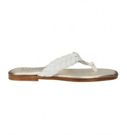 Women's Tuscany Coletta Square Toe Thong Sandals White $39.75 Shoes