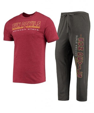 Men's Heathered Charcoal and Maroon Arizona State Sun Devils Meter T-shirt and Pants Sleep Set $29.69 Pajama