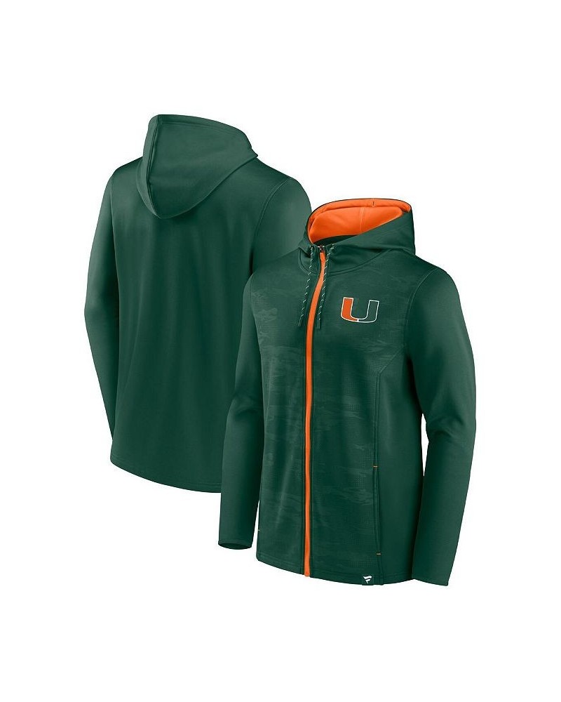 Men's Branded Green Miami Hurricanes Ball Carrier Full-Zip Hoodie $38.24 Sweatshirt