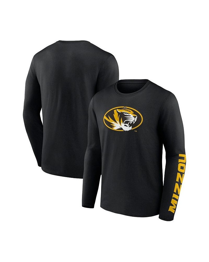 Men's Branded Black Missouri Tigers Double Time 2-Hit Long Sleeve T-shirt $25.19 T-Shirts