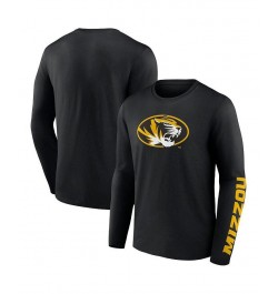 Men's Branded Black Missouri Tigers Double Time 2-Hit Long Sleeve T-shirt $25.19 T-Shirts