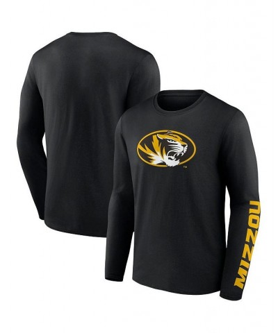 Men's Branded Black Missouri Tigers Double Time 2-Hit Long Sleeve T-shirt $25.19 T-Shirts