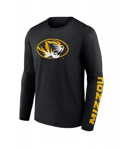 Men's Branded Black Missouri Tigers Double Time 2-Hit Long Sleeve T-shirt $25.19 T-Shirts