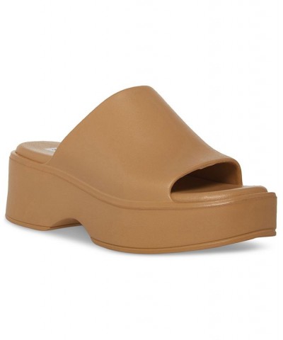 Women's Slinky-J Slip-On Platorm Wedge Sandals Tan/Beige $35.40 Shoes